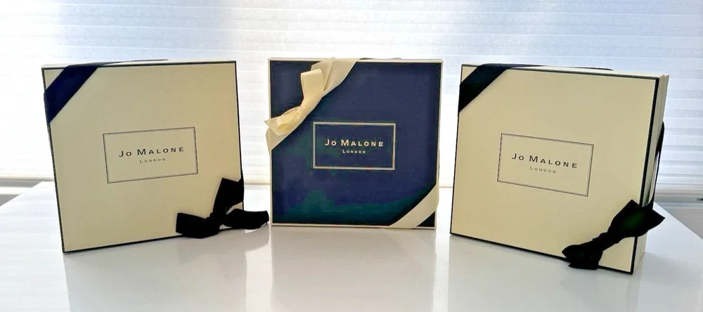 Lot of 3 JO MALONE LONDON Gift Storage Keepsake Boxes with Ribbons Cream Black
